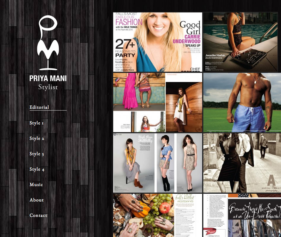 Web design for photographer Priya Mani