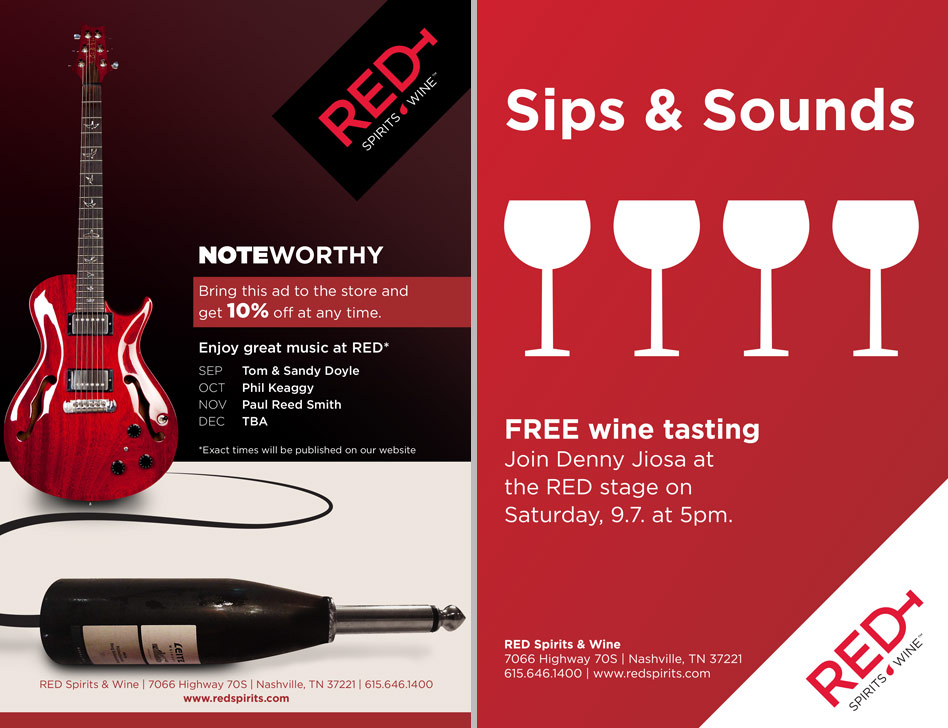 Graphic design for RED Spirits & Wine print advertisement