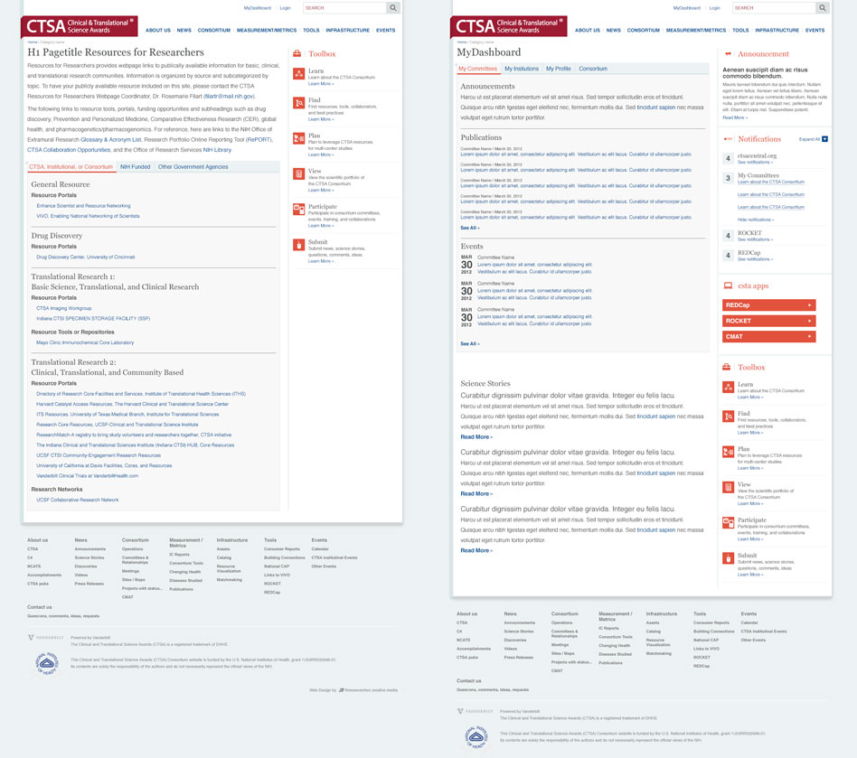 Art direction and web design for a Vanderbilt Drupal website
