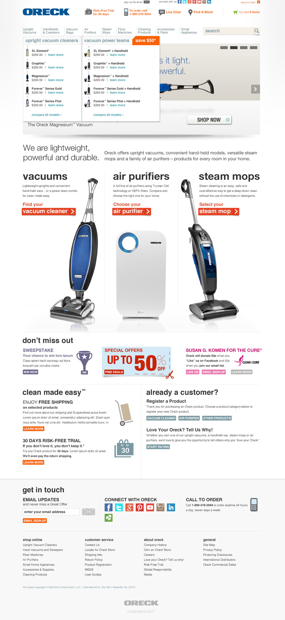 Web design for Oreck