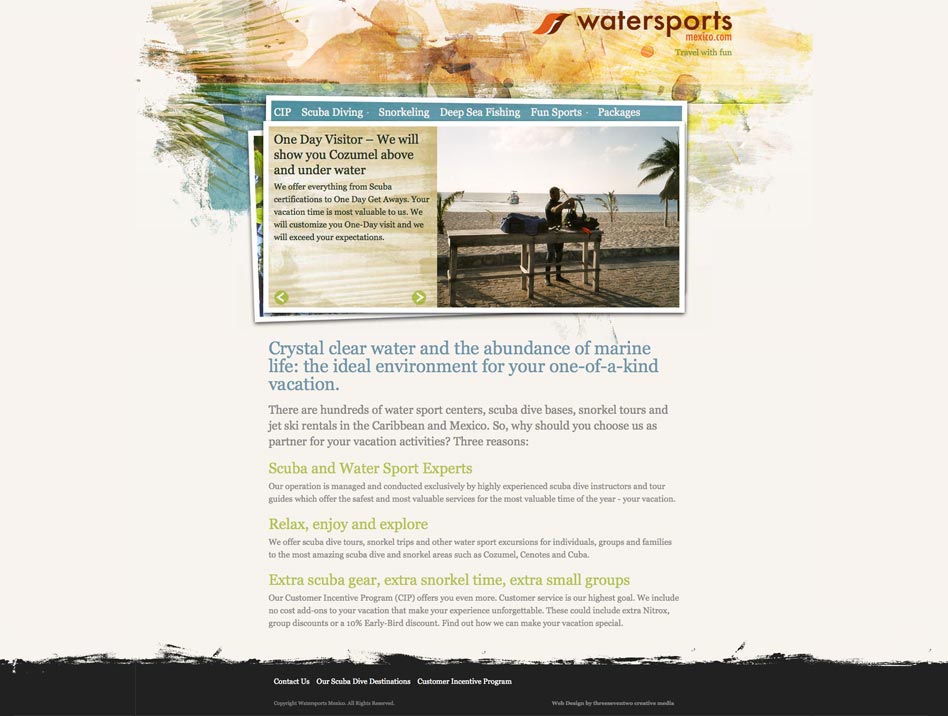 Web design for Watersports Mexico